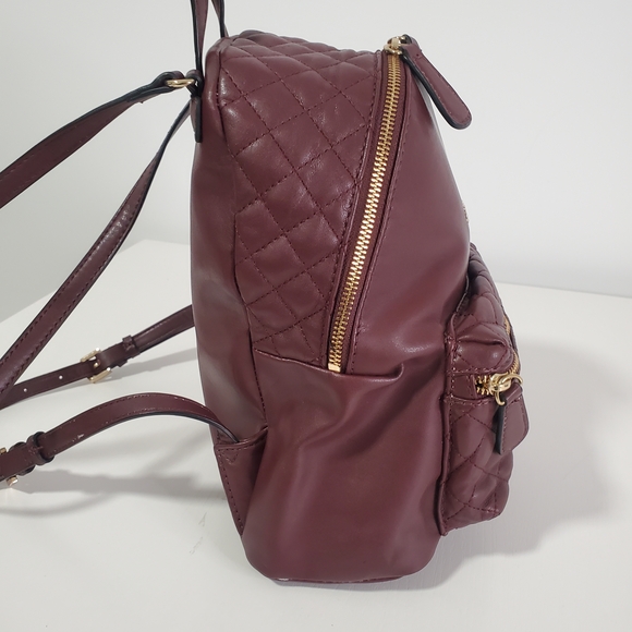GUESS Quilted Burgundy Mini Backpack - Picture 5 of 14